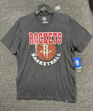 47 Brand Houston Rockets Basketball Downtown Club Tee NBA Mens S Jet Black NEW